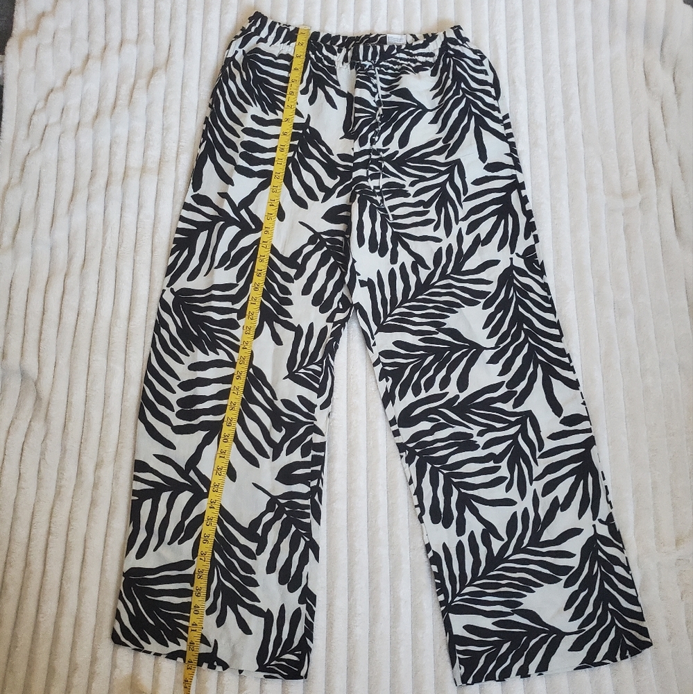 H&M linen blend wide leg pull on pants - Picture 10 of 14